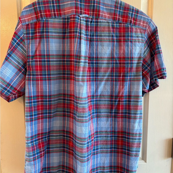 Lands end button down plaid shirt short sleeve men’s medium - Picture 3 of 3